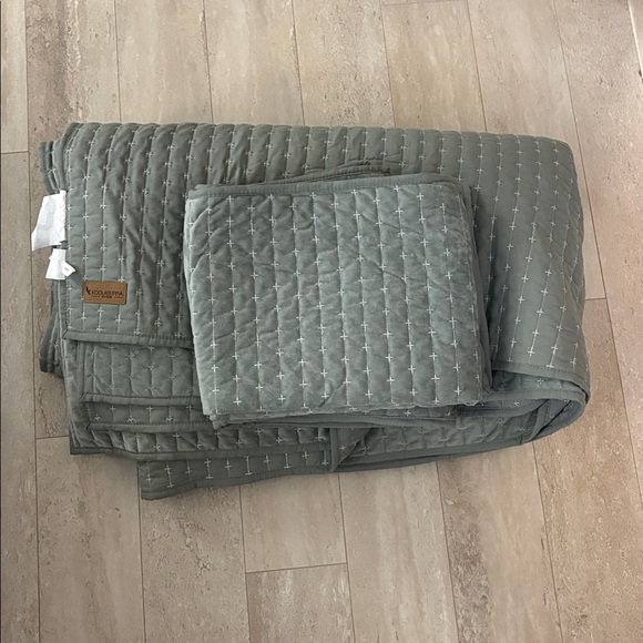 UGG Other - Ugg Koolaburra Quilted Velvet King Quilt & 2 Shams Boho Bedding Set Teal